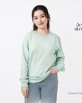 Aerostreet Crewneck Aero Love Light Green Sweater Sweatshirt 1E000