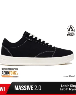 Aerostreet Massive Basic 2.0 Sneakers Unisex Hitam/Natural Sepatu Pria Wanita Casual Sporty Ringan Empuk