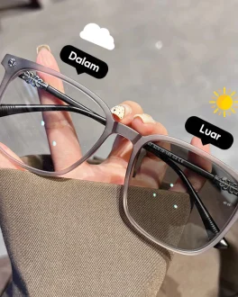 Kacamata Anti Radiasi Photochromic Persegi Modis Untuk Pria Dan Wanita Dengan Lensa Yang Dapat Ditukar