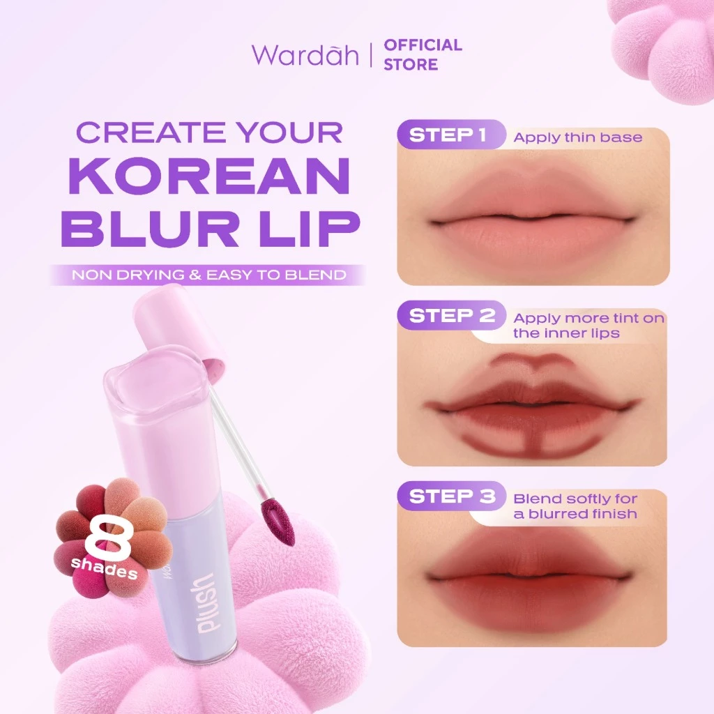 NEW! WARDAH Blur-Ink Lip Plush Lip Tint Matte - Korean Makeup Healthy Matte Finish - Velvet Lip - 8H Longlasting - High Coverage - Gambar 5