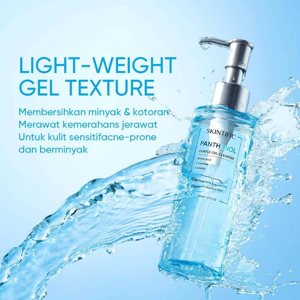 SKINTIFIC - 2PCS Panthenol Gentle Gel Set | Cleanser Moisturizer Water Gel Acne Calming - Gambar 3